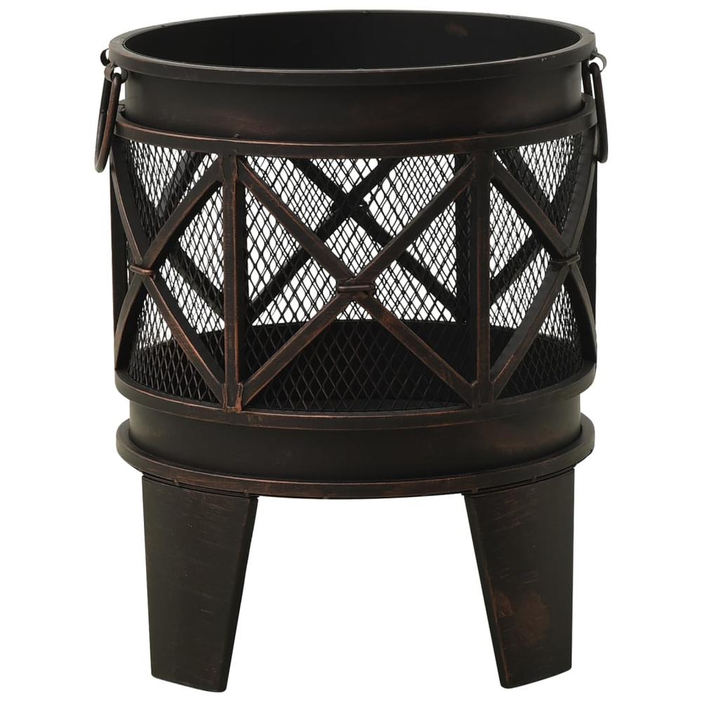 vidaXL Rustic Fire Pit with Poker Î¦16.5"21.3" Steell. Picture 4