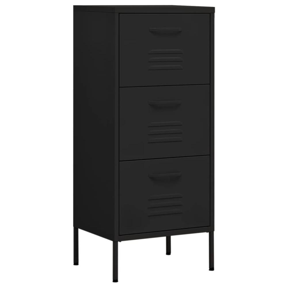 vidaXL Storage Cabinet Black 16.7"x13.8"x40" Steel, 336187. Picture 2
