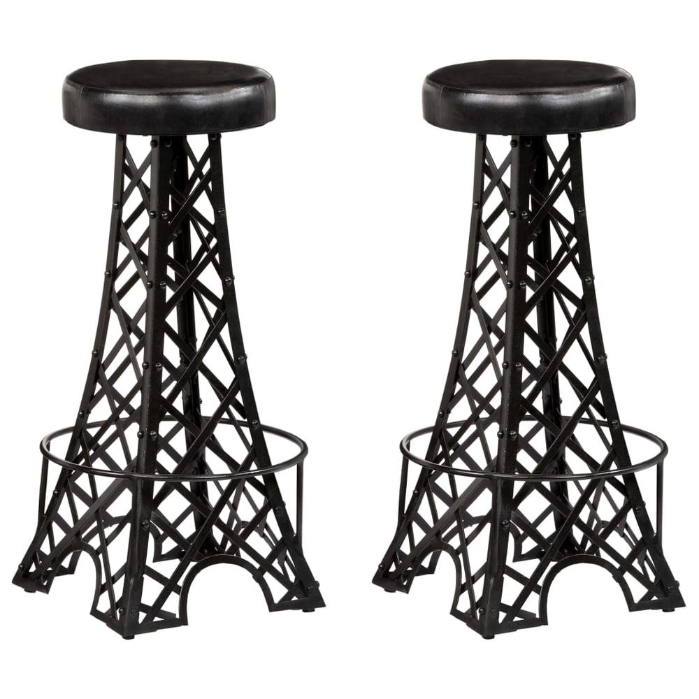 vidaXL Bar Stools 2 pcs Real Leather, 247660. Picture 1