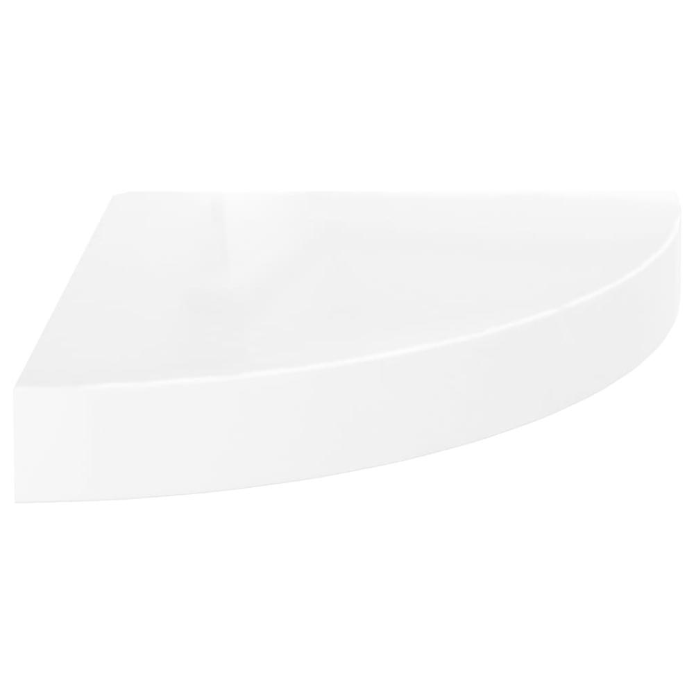 vidaXL Floating Corner Shelf High Gloss White 9.8"x9.8"x1.5" MDF. Picture 2