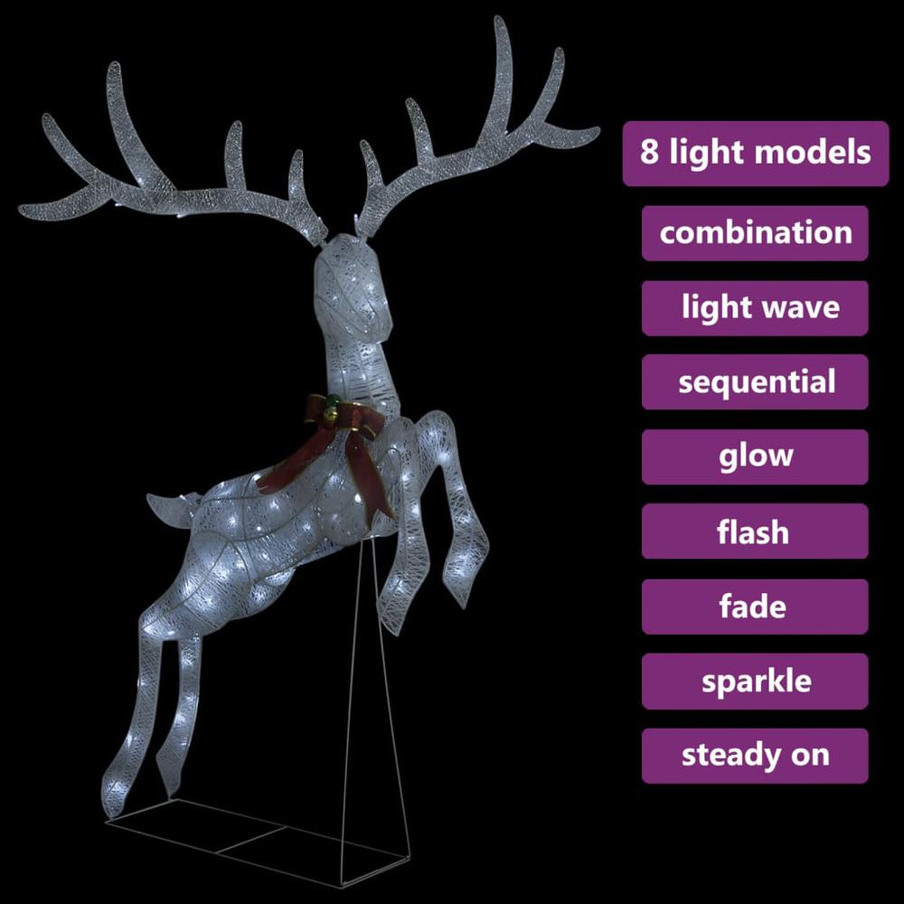 vidaXL Flying Reindeer Christmas Decoration 120 LEDs White Cold White. Picture 4