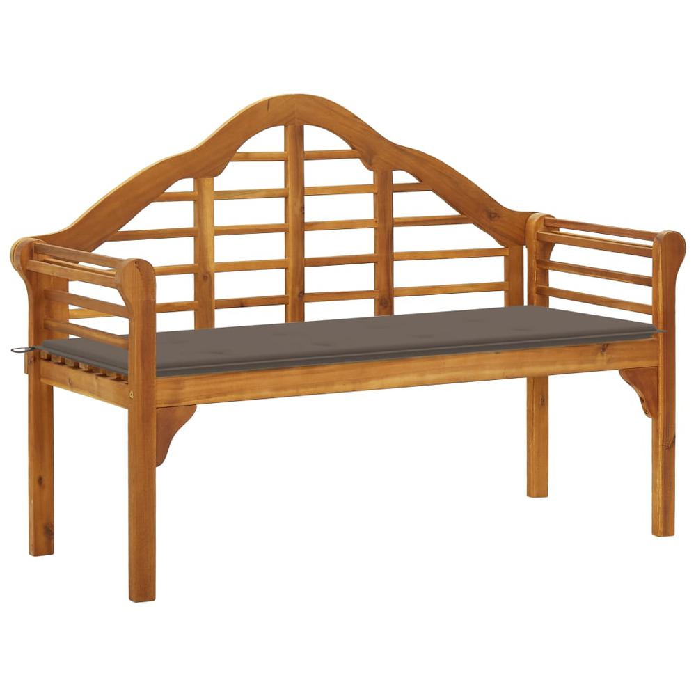 vidaXL Patio Queen Bench with Cushion 53.1" Solid Acacia Wood, 3061412. Picture 1