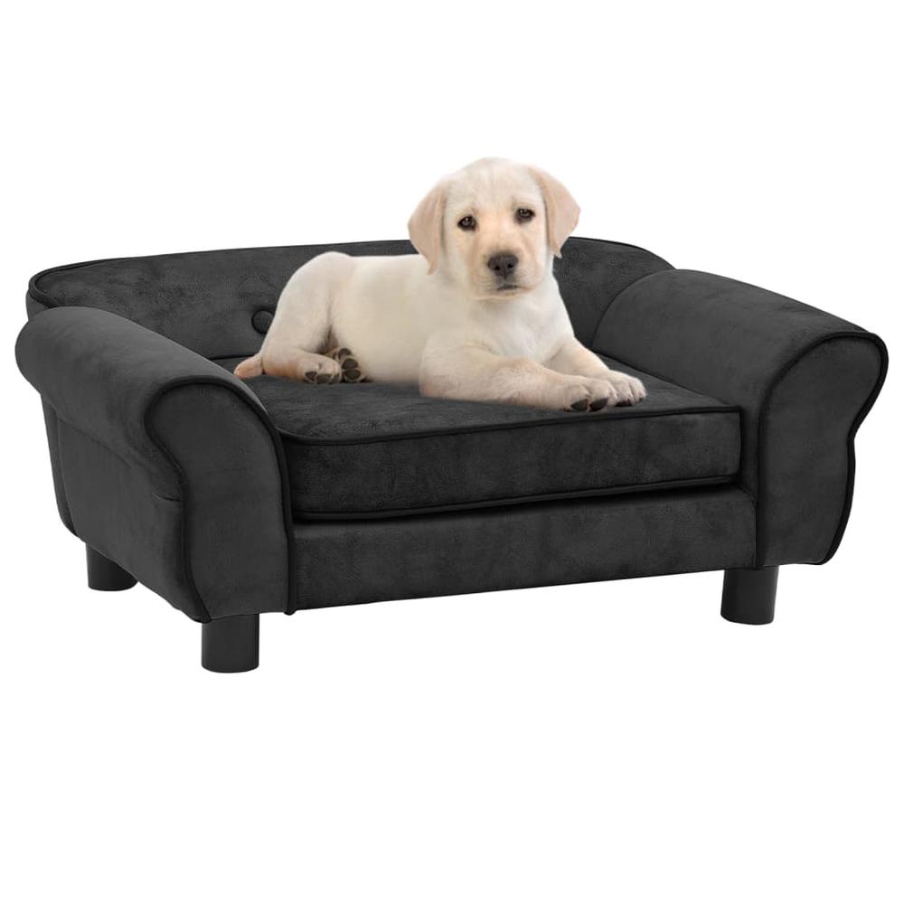 vidaXL Dog Sofa Dark Gray 28.3"x17.7"x11.8" Plush. Picture 1