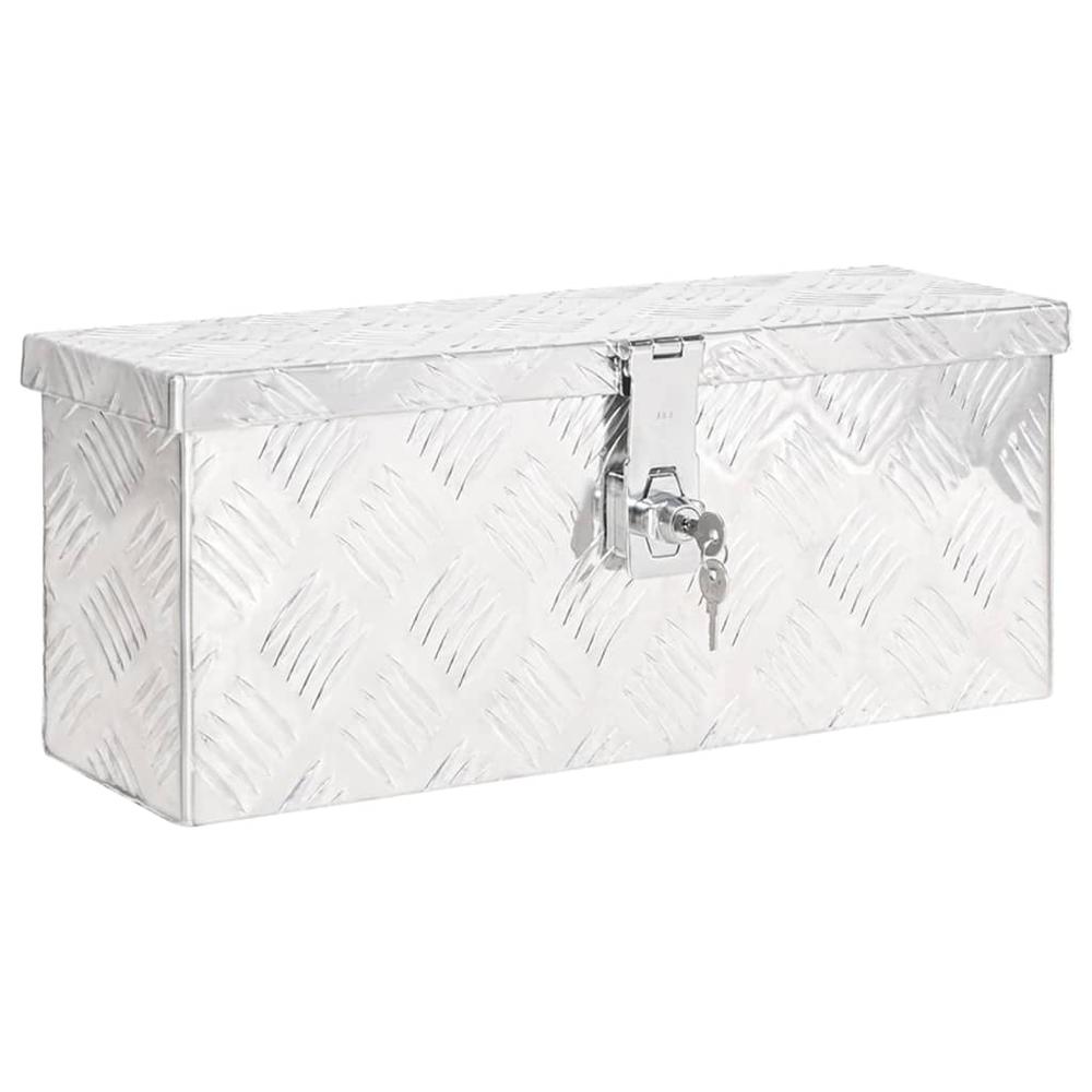 vidaXL Storage Box Silver 19.7"x8.1"x5.9" Aluminum. Picture 1