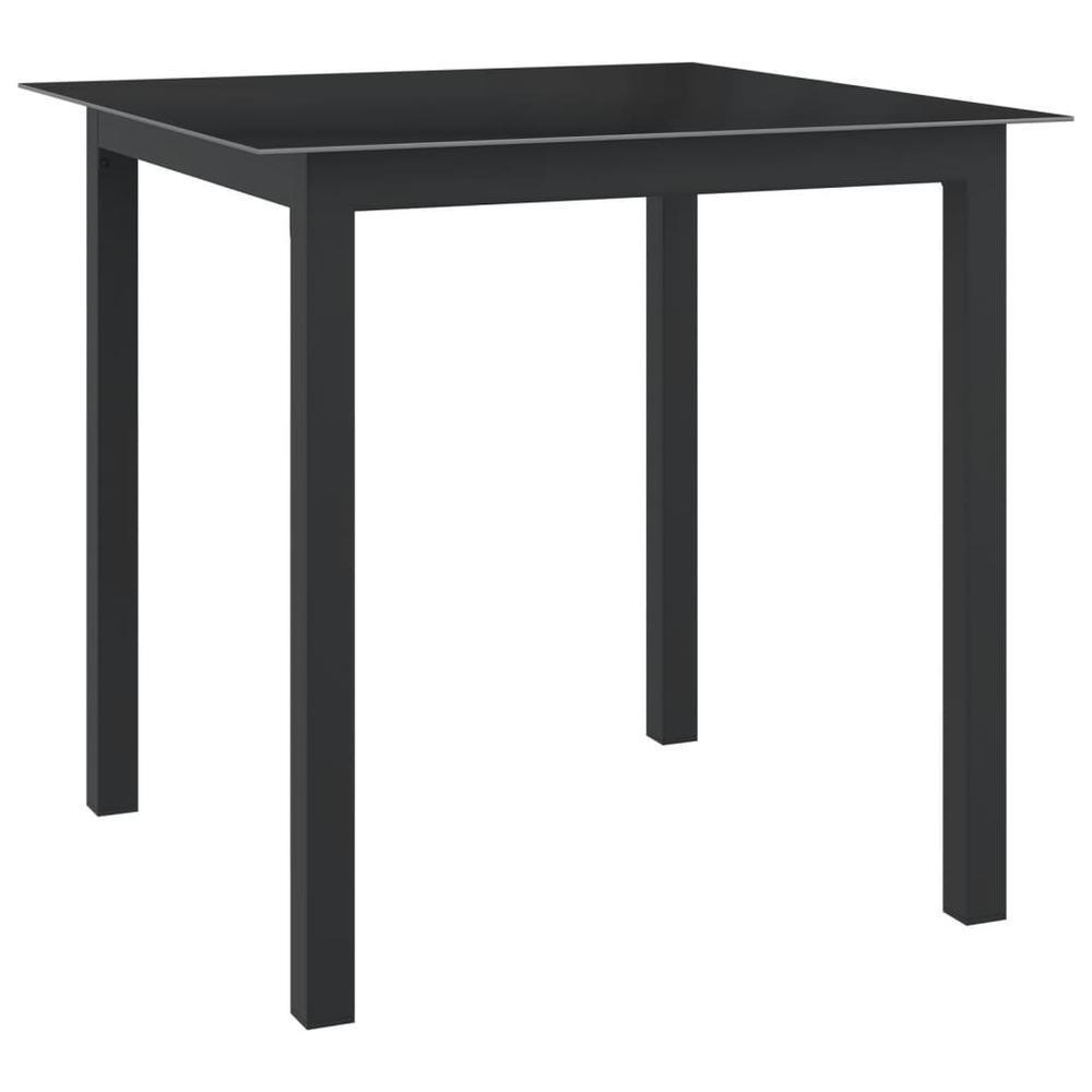 vidaXL Patio Table Black 31.5"x31.5"x29.1" Aluminum and Glass. Picture 1