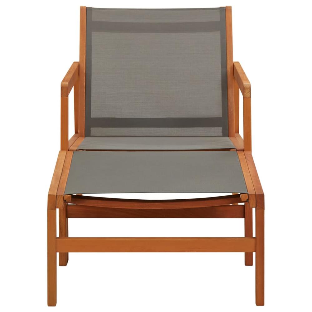 vidaXL Patio Chair with Footrest Solid Eucalyptus Wood&Textilene, 316125. Picture 2