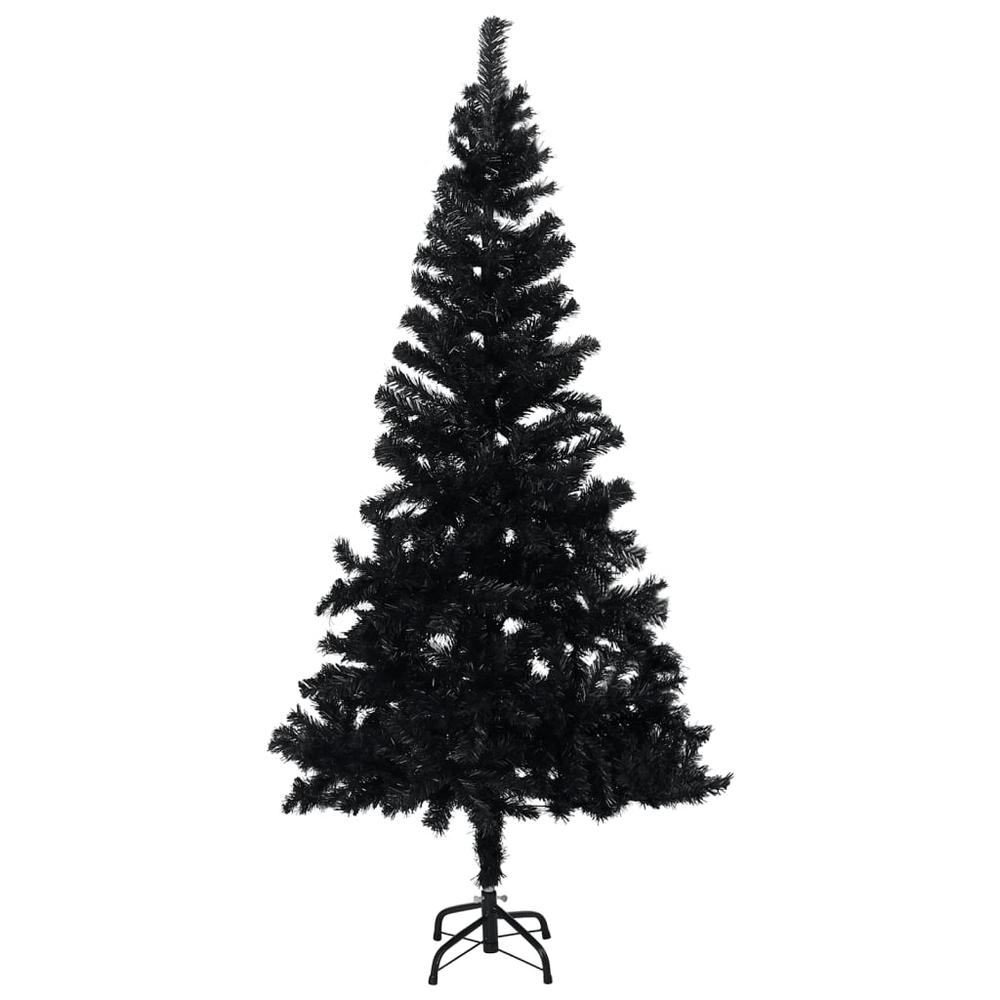 vidaXL Artificial Christmas Tree with LEDs&Stand Black 94.5" PVC. Picture 2