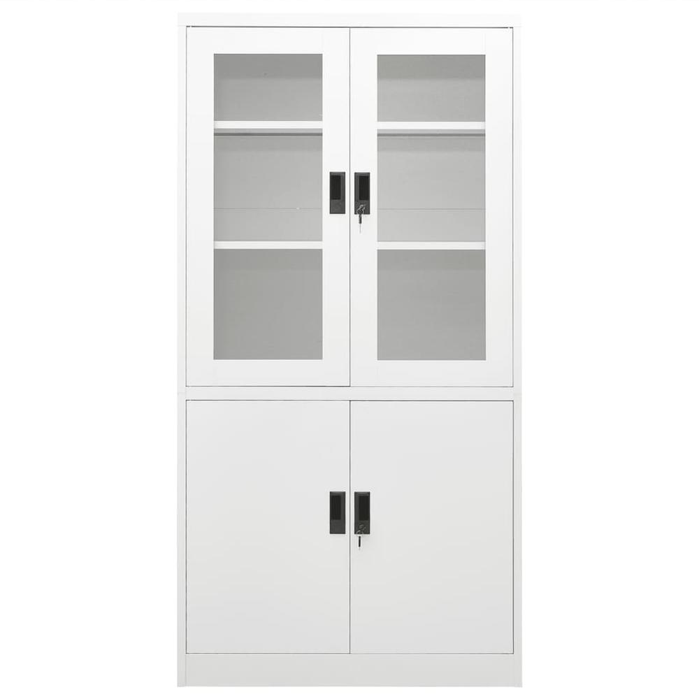 vidaXL Office Cabinet White 35.4"x15.7"x70.9" Steel, 335946. Picture 2
