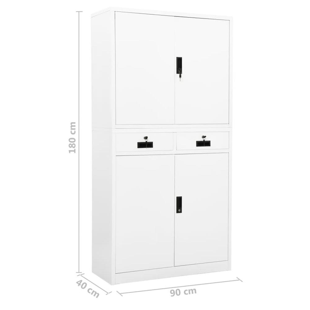 vidaXL Office Cabinet White 35.4"x15.7"x70.9" Steel, 336417. Picture 11