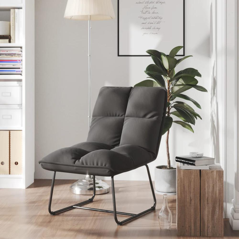 vidaXL Leisure Chair with Metal Frame Dark Gray Velvet. The main picture.