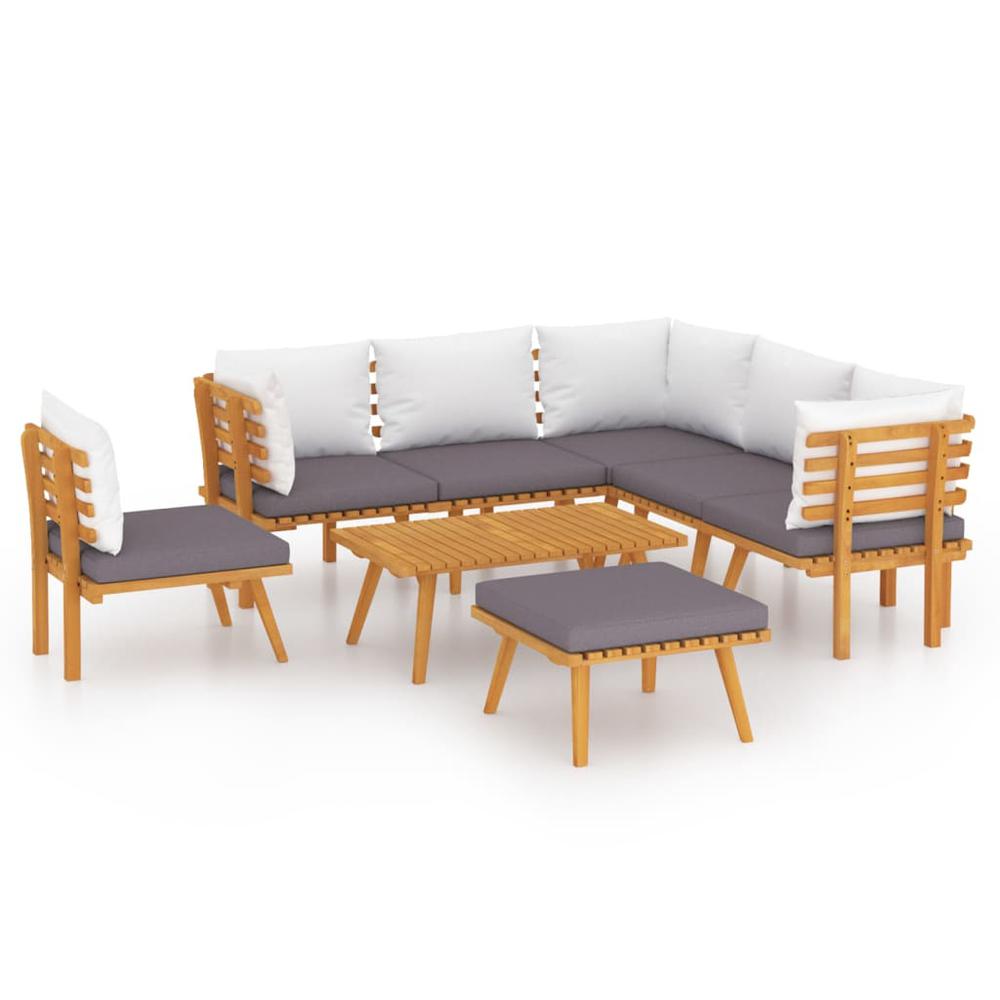 vidaXL 8 Piece Patio Lounge Set with Cushions Solid Acacia Wood, 3087016. Picture 2