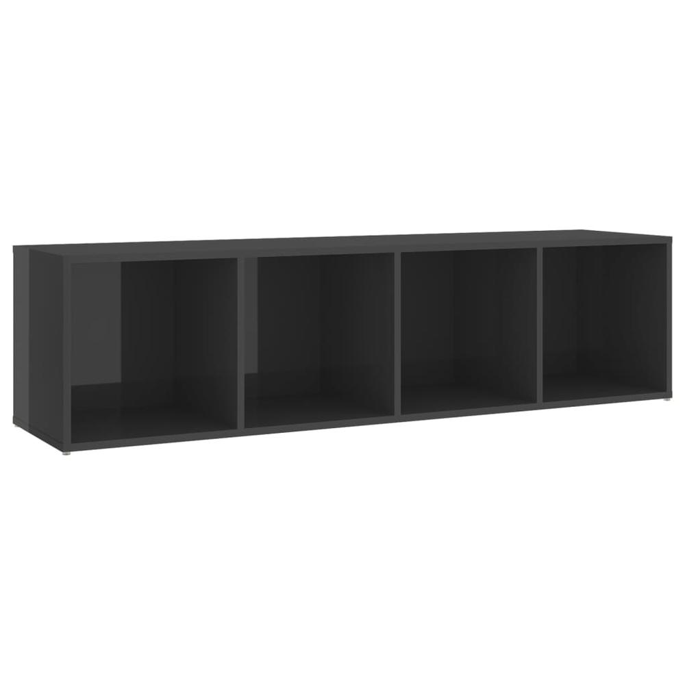 vidaXL 4 Piece TV Cabinet Set High Gloss Gray Engineered Wood, 3080077. Picture 4