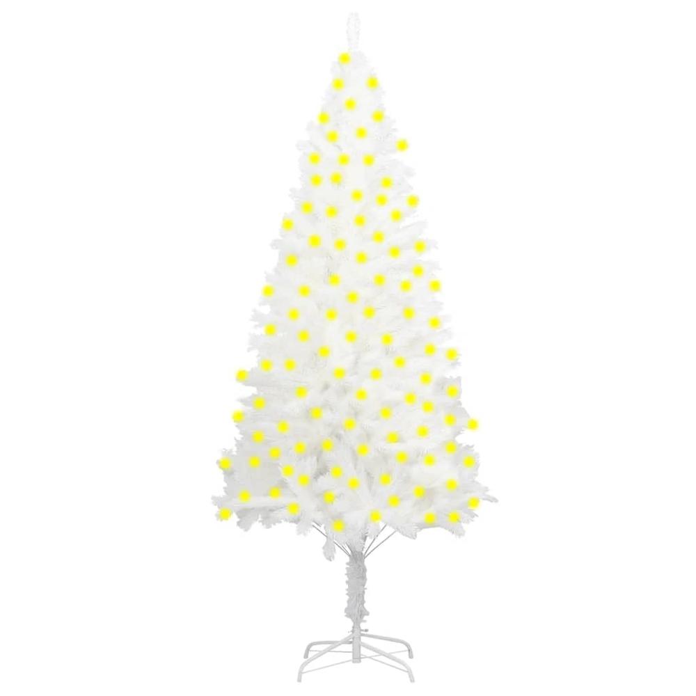 vidaXL Artificial Christmas Tree with LEDs White 82.7". Picture 1