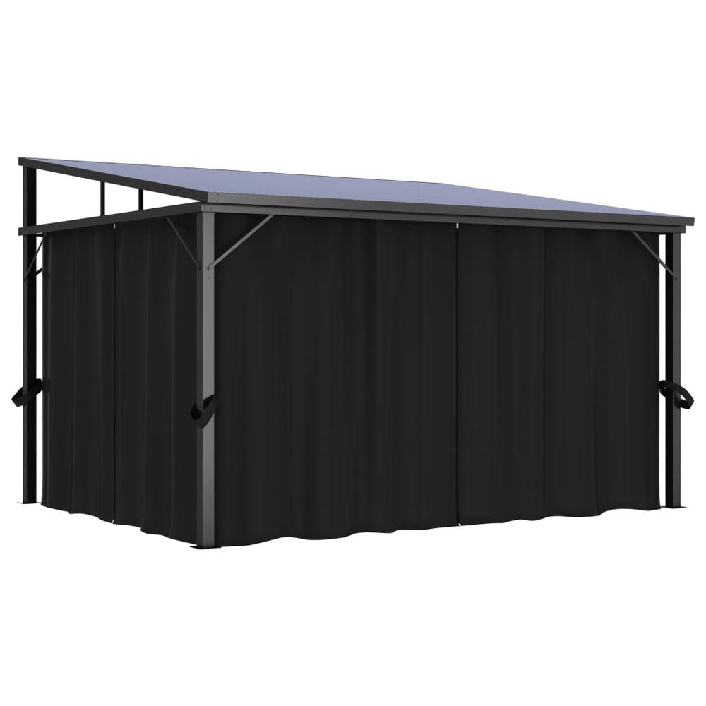 vidaXL Gazebo with Curtain 13.3'x9.6'x8' Anthracite. Picture 3