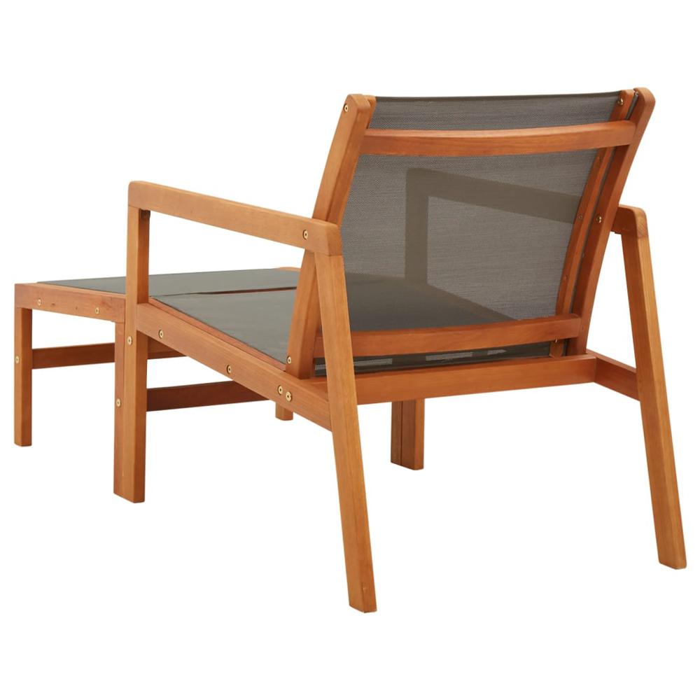 vidaXL Patio Chair with Footrest Solid Eucalyptus Wood&Textilene, 316125. Picture 3