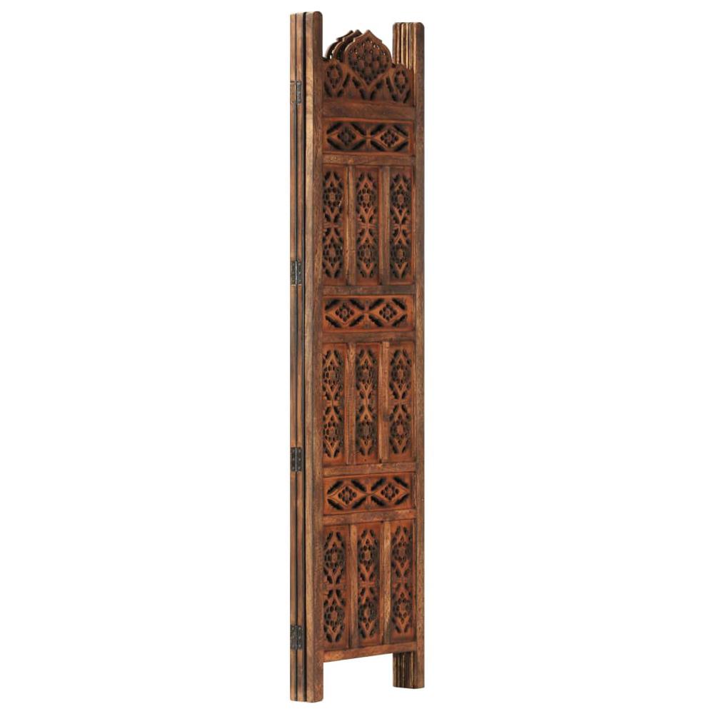 vidaXL Hand carved 3-Panel Room Divider Brown 47.2"x65" Solid Mango Wood, 285324. Picture 2
