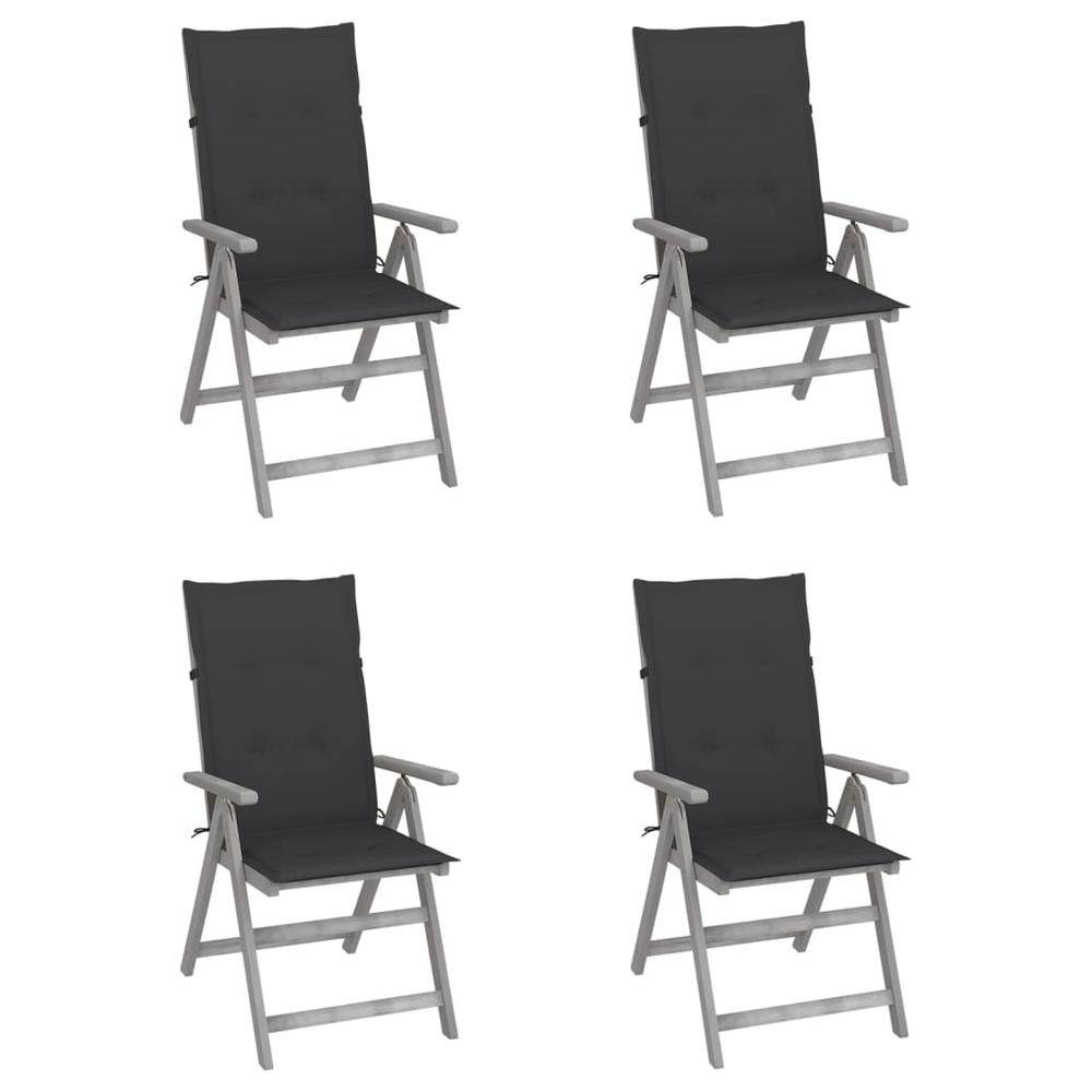 vidaXL Patio Reclining Chairs 4 pcs with Cushions Solid Acacia Wood, 3065377. Picture 1