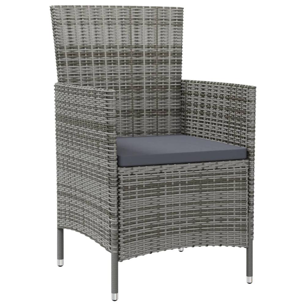 vidaXL Patio Chairs with Cushions 4 pcs Poly Rattan Gray, 316690. Picture 2