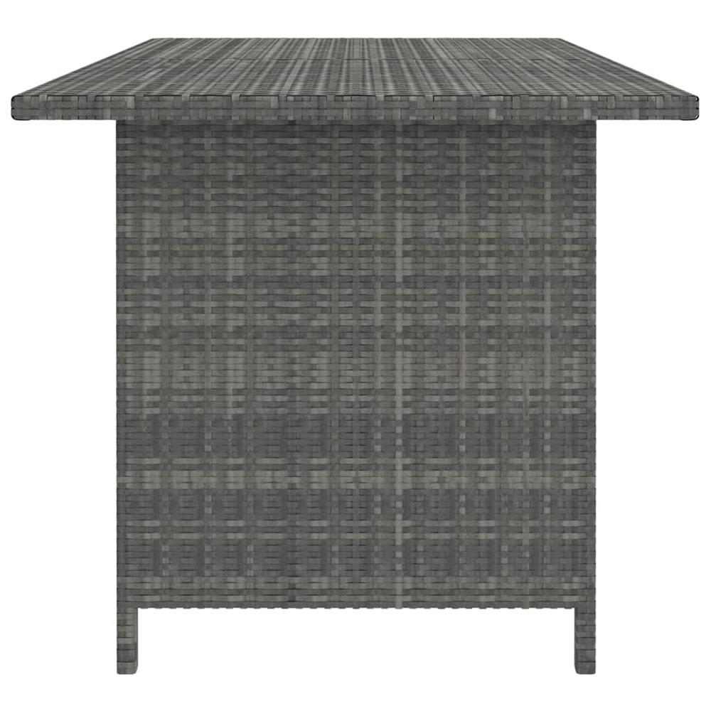 vidaXL Patio Dining Table Gray 43.3"x27.6"x25.6" Poly Rattan. Picture 3