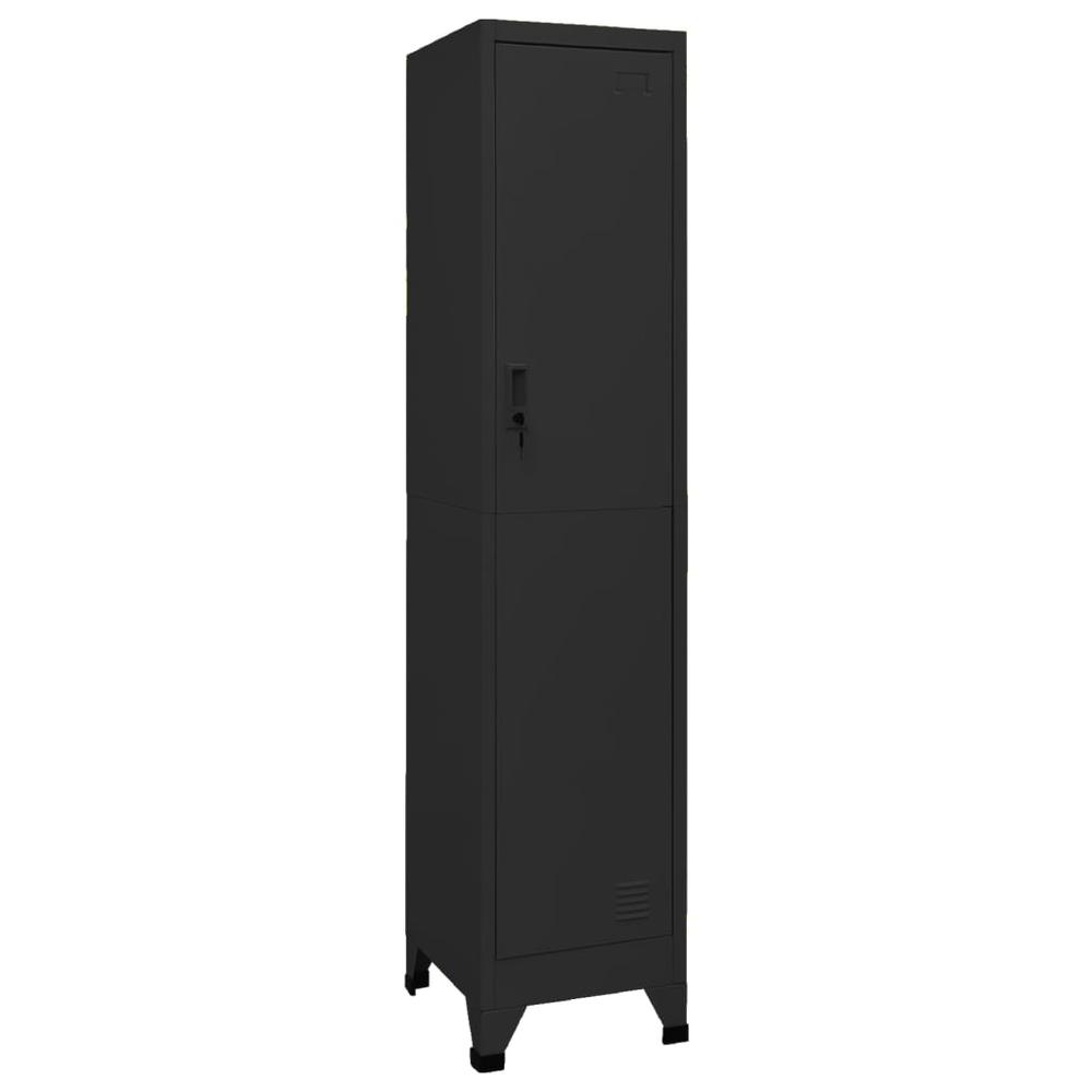 vidaXL Locker Cabinet Black 15"x17.7"x70.9" Steel, 339774. Picture 1