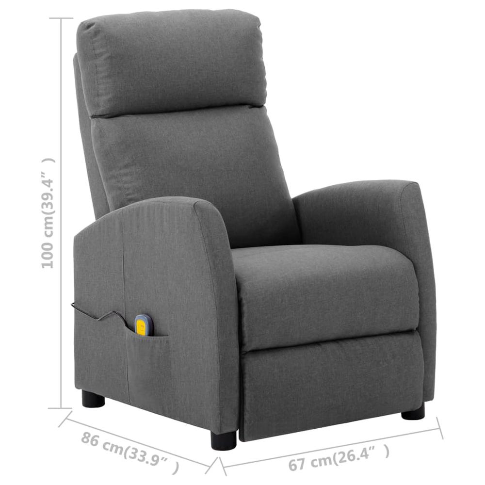 vidaXL Electric Massage Reclining Chair Light Gray Fabric. Picture 12