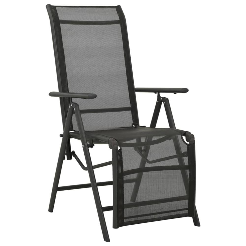 vidaXL Reclining Patio Chairs 2pcs Textilene and Aluminum Black. Picture 2