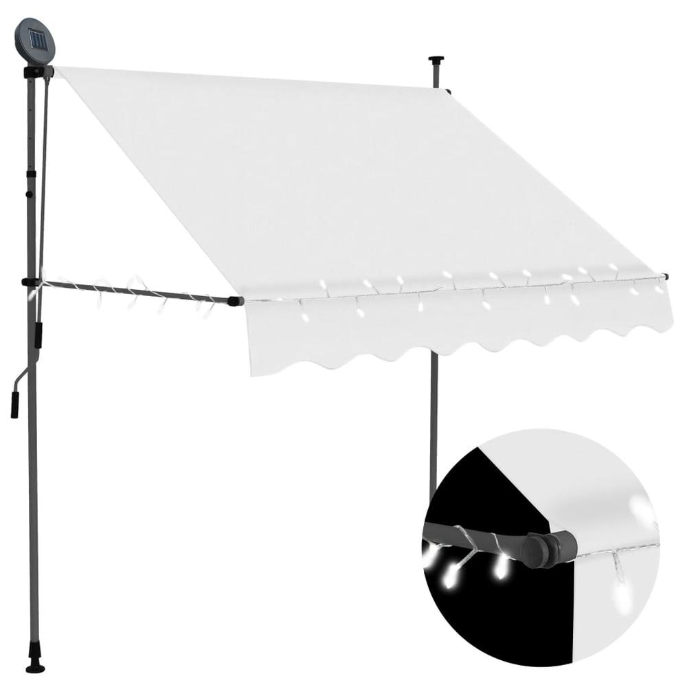 vidaXL Manual Retractable Awning with LED 78.7" Cream. Picture 1