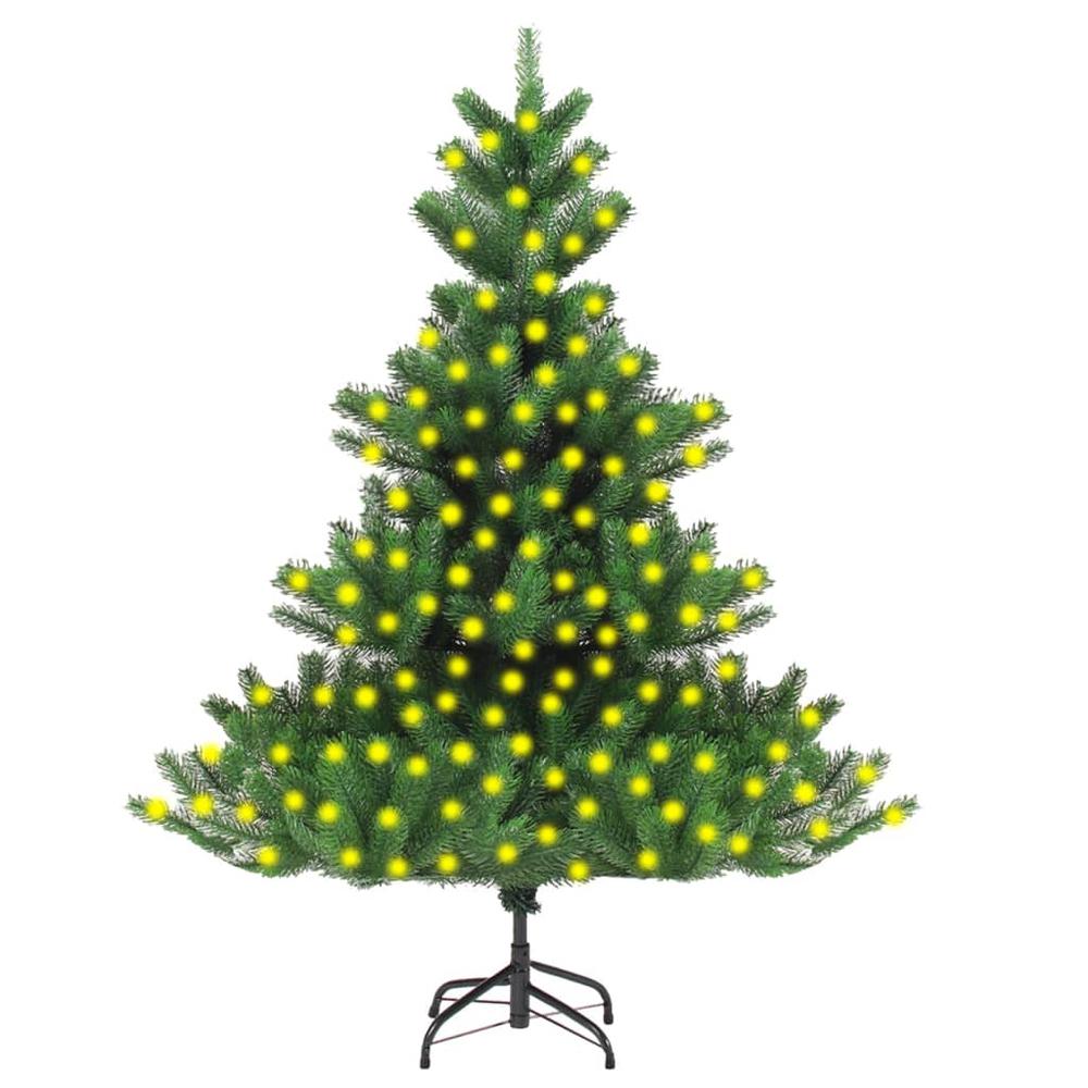 vidaXL Nordmann Fir Artificial Christmas Tree with LEDs Green 82.7". Picture 1
