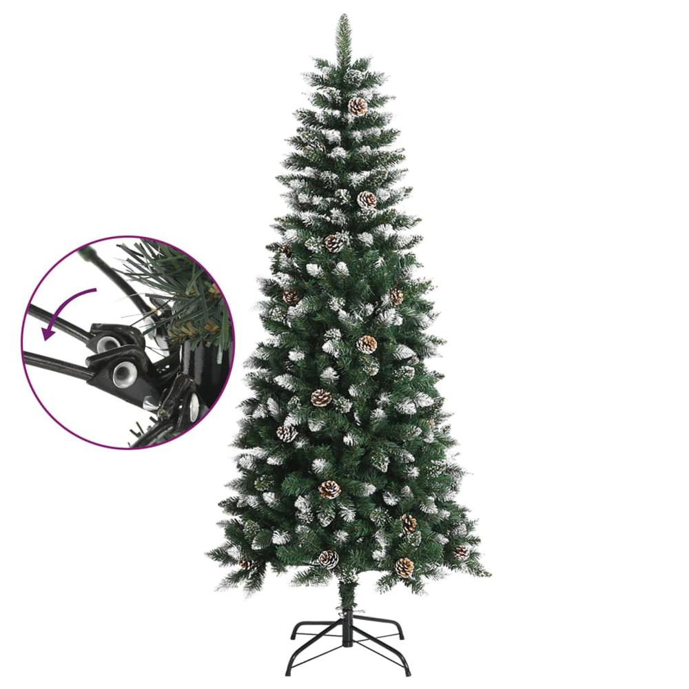 vidaXL Artificial Christmas Tree with Stand Green 59.1" PVC. Picture 3