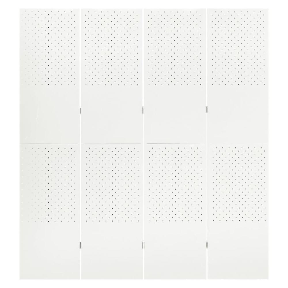 vidaXL 4-Panel Room Dividers 2 pcs White 63"x70.9" Steel. Picture 4