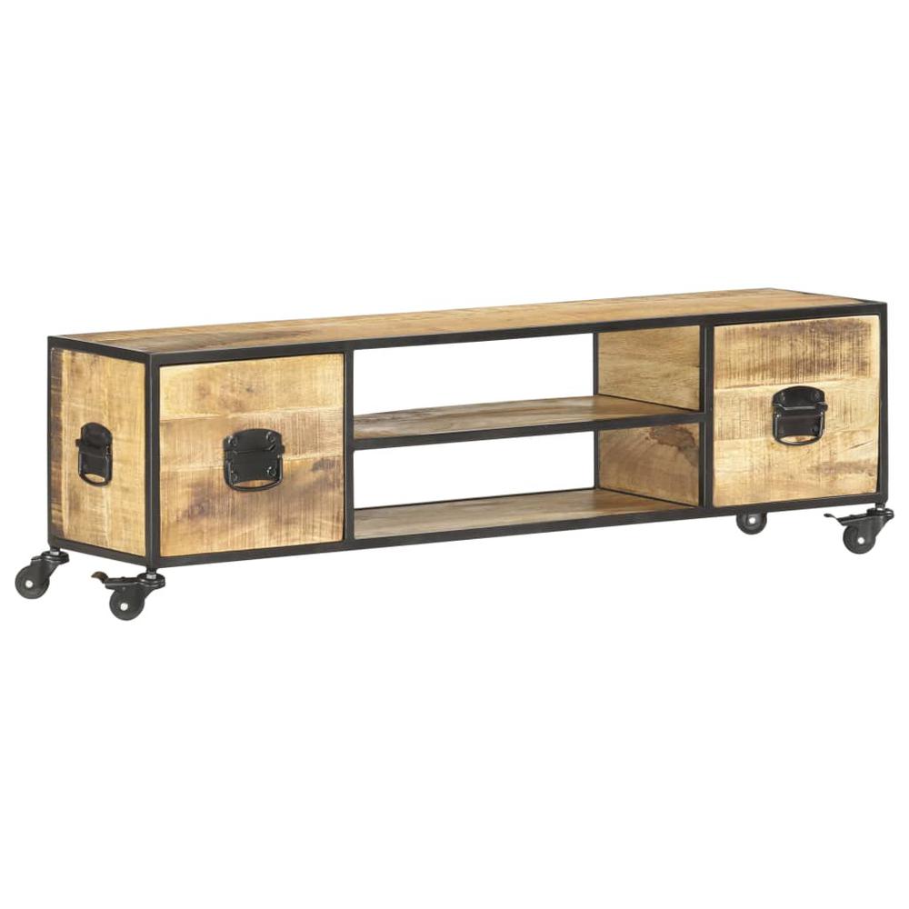 vidaXL TV Cabinet 51.2"x11.8"x15.4" Solid Mango Wood. Picture 11