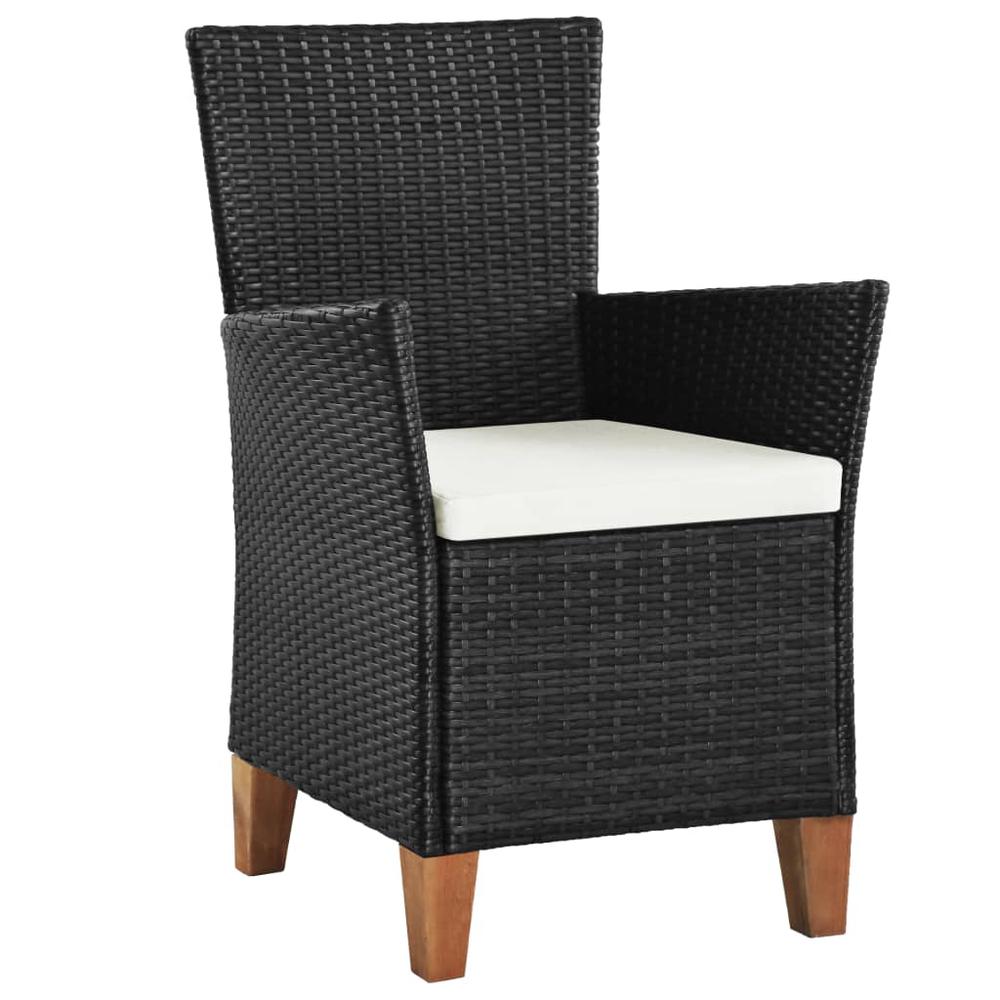 vidaXL Outdoor Chairs with Cushions 2 pcs Poly Rattan Black, 44103. Picture 2