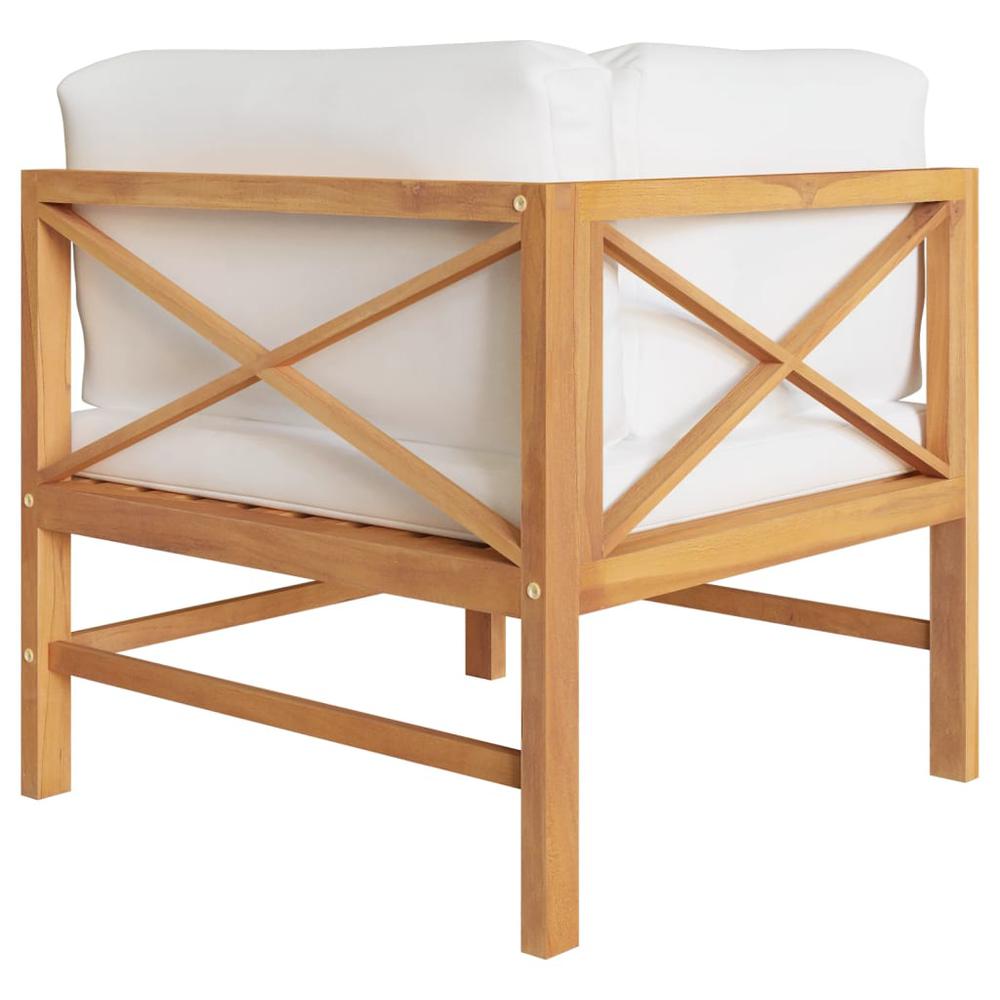 vidaXL Corner Sofas 2 pcs with Cream Cushions Solid Teak Wood. Picture 4