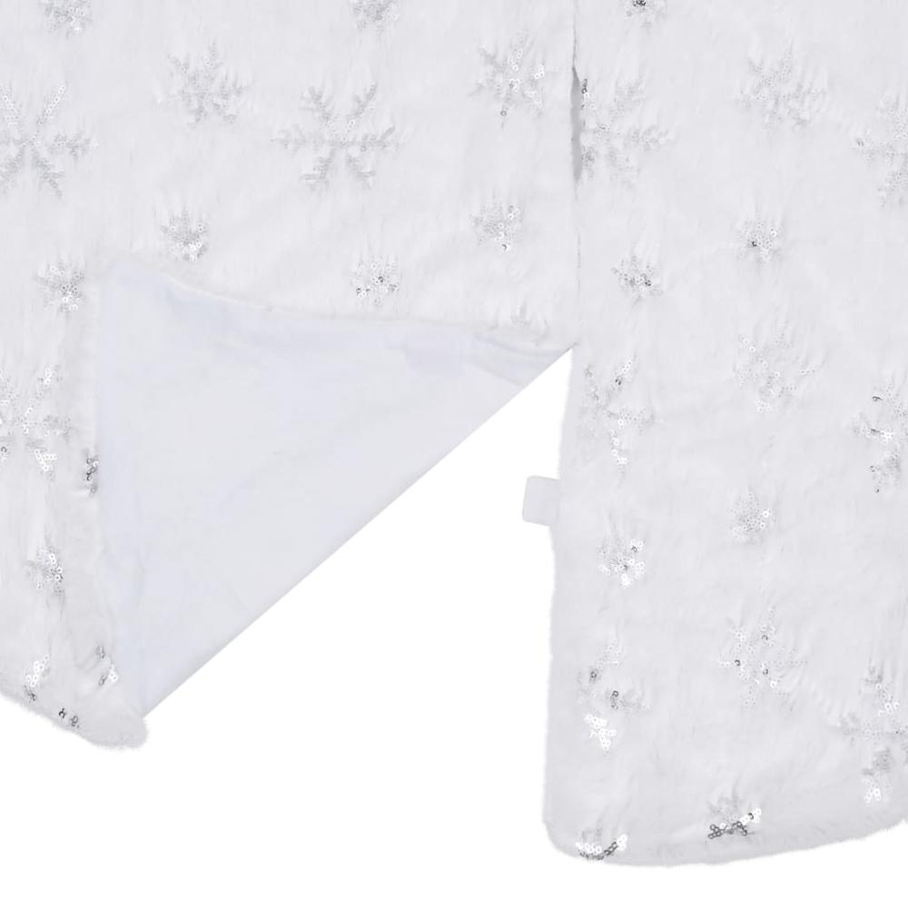 vidaXL Luxury Christmas Tree Skirt White 59.1" Faux Fur. Picture 3
