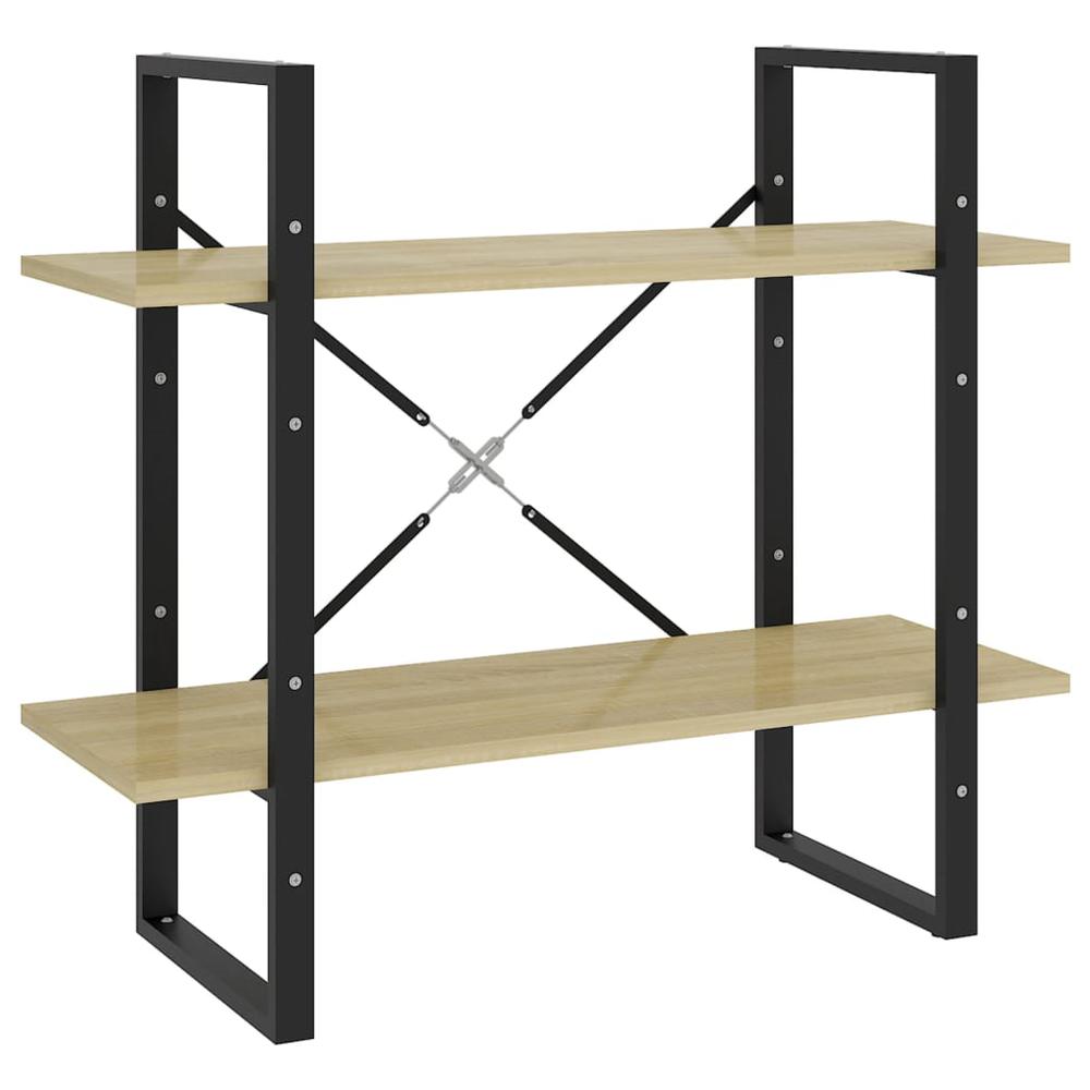 vidaXL 2-Tier Book Cabinet Sonoma Oak 31.5"x11.8"x27.6" Engineered Wood. Picture 2