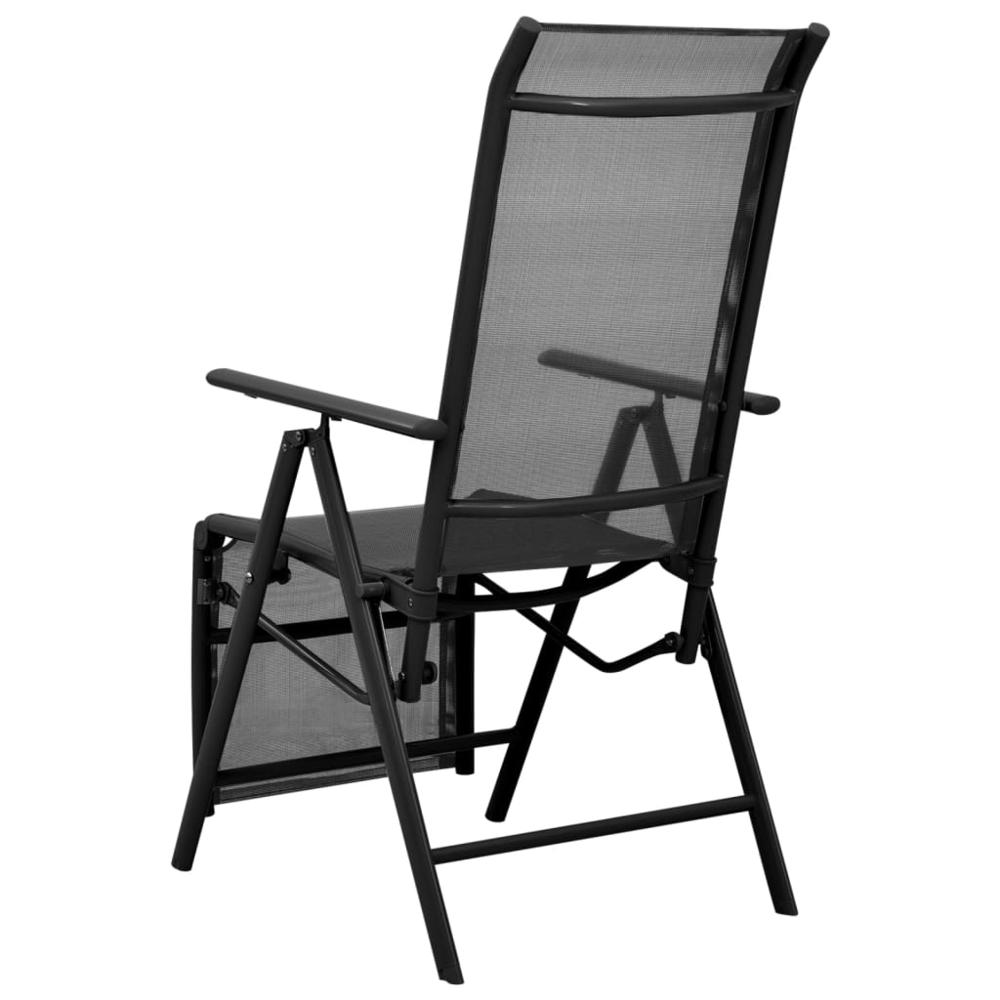 vidaXL Reclining Deck Chair Aluminum and Textilene Black. Picture 4
