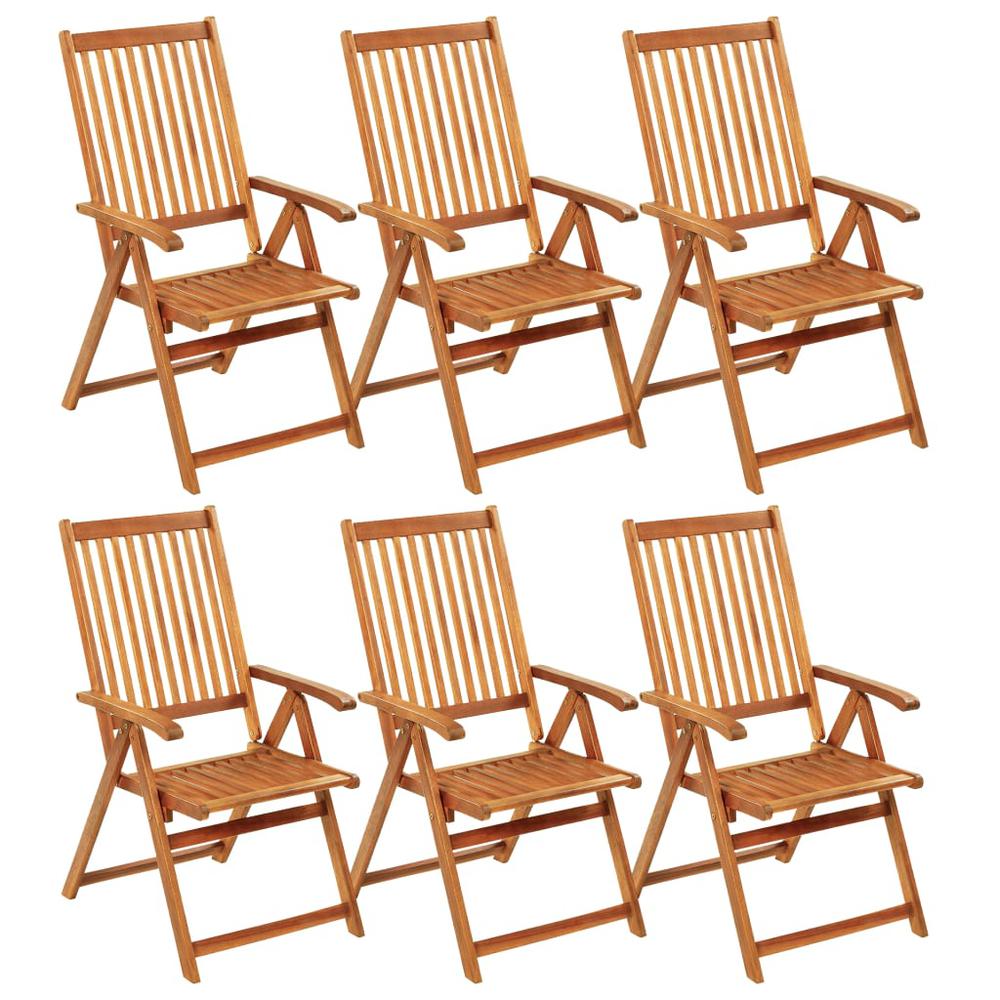 vidaXL Folding Patio Chairs 6 pcs with Cushions Solid Acacia Wood, 3064120. Picture 2