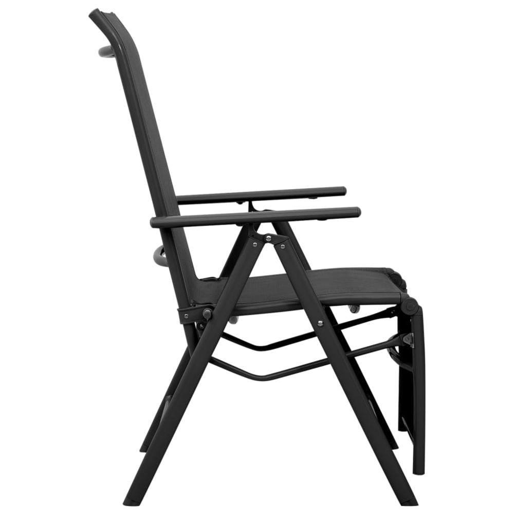 vidaXL Reclining Deck Chair Aluminum and Textilene Black. Picture 3