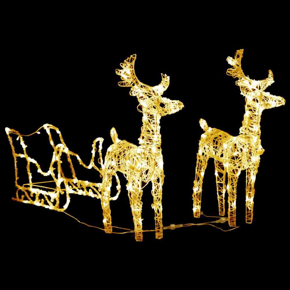 vidaXL Reindeers & Sleigh Christmas Decoration 320 LEDs Acrylic, 3100423. Picture 3