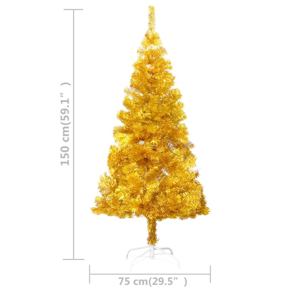 vidaXL Artificial Christmas Tree with LEDs&Ball Set Gold 59.1" PET, 3077604. Picture 11
