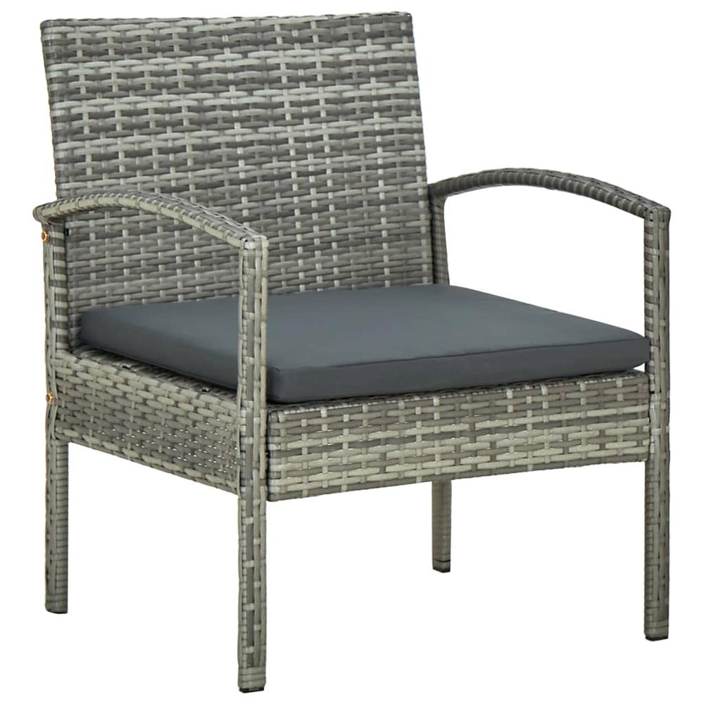 vidaXL Patio Chair with Cushion Poly Rattan Gray. Picture 1