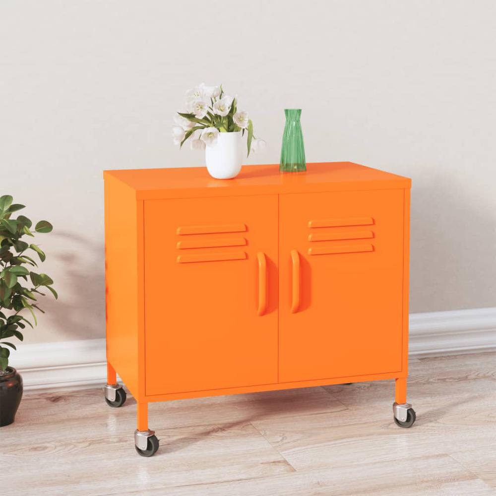 vidaXL Storage Cabinet Orange 23.6"x13.8"x22" Steel. Picture 1