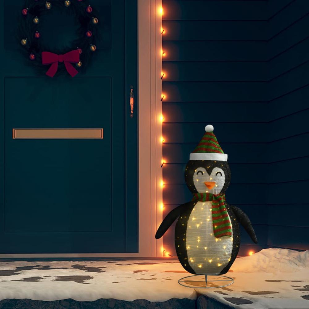 vidaXL Decorative Christmas Snow Penguin Figure LED Luxury Fabric 35.4". Picture 1