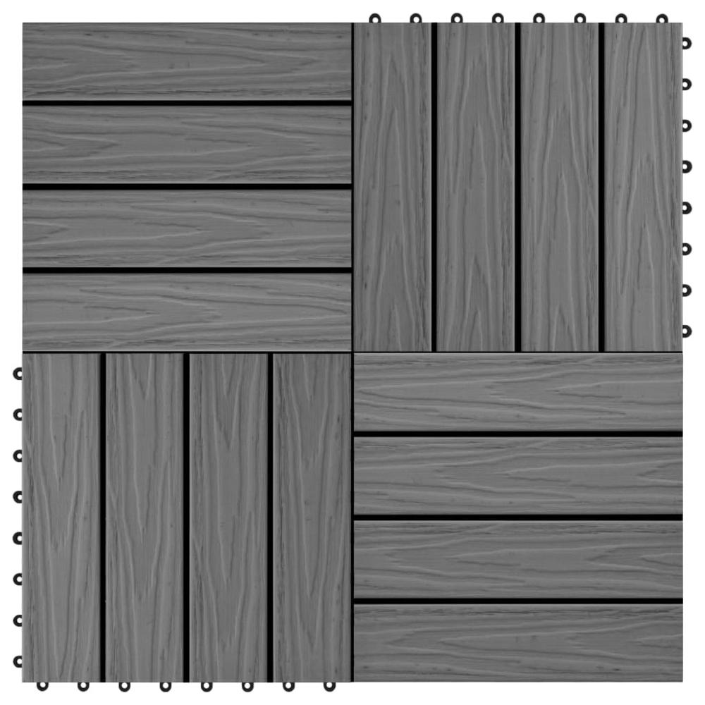 vidaXL 11 pcs Decking Tiles Deep Embossed WPC 11.8"x11.8" 1 sqm Gray. Picture 1