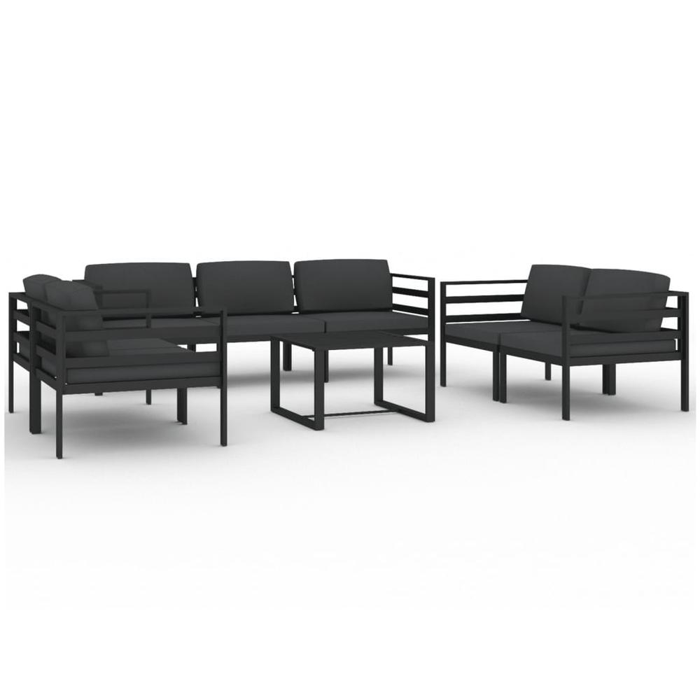 vidaXL 8 Piece Patio Lounge Set with Cushions Aluminum Anthracite, 3107797. Picture 2