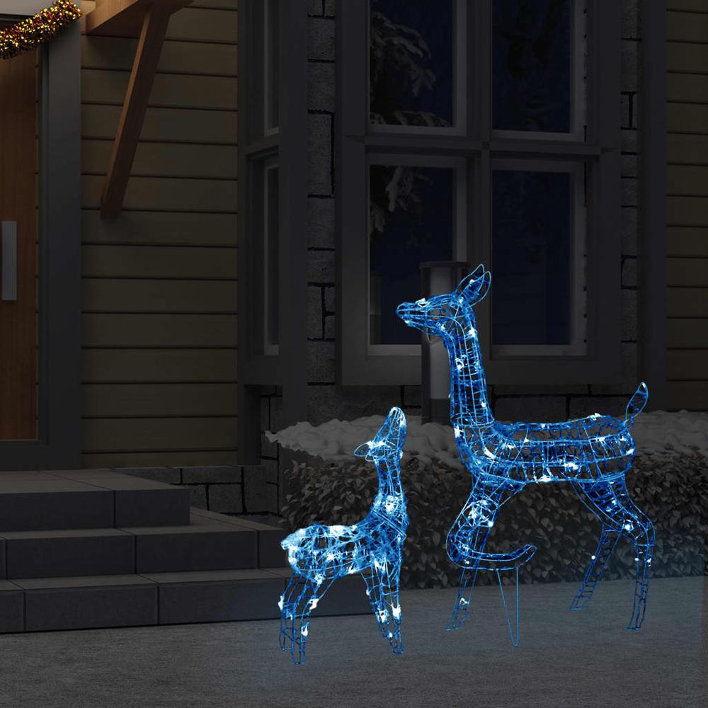 vidaXL Acrylic Reindeer Family Christmas Decoration 160 LED Blue. Picture 3