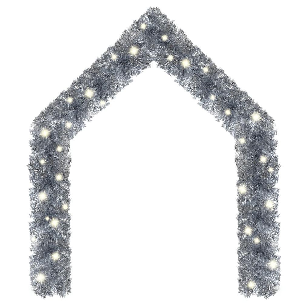 vidaXL Christmas Garland with LED Lights 787.4" Silver. Picture 2