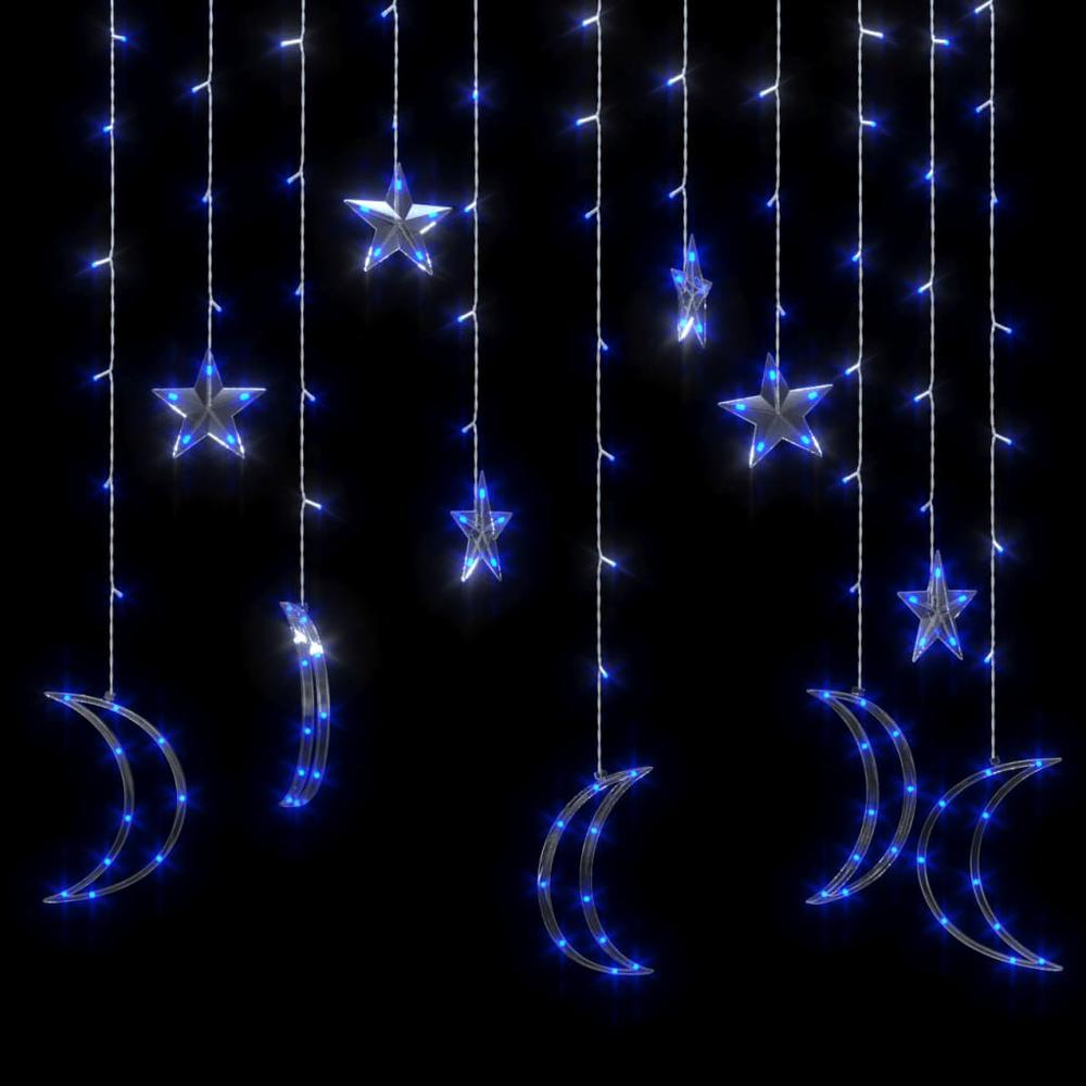 vidaXL Star and Moon Fairy Lights Remote Control 138 LED Blue. Picture 4