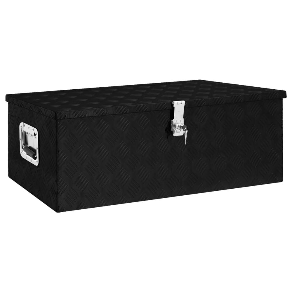 vidaXL Storage Box Black 35.4"x18.5"x13.2" Aluminum. Picture 1