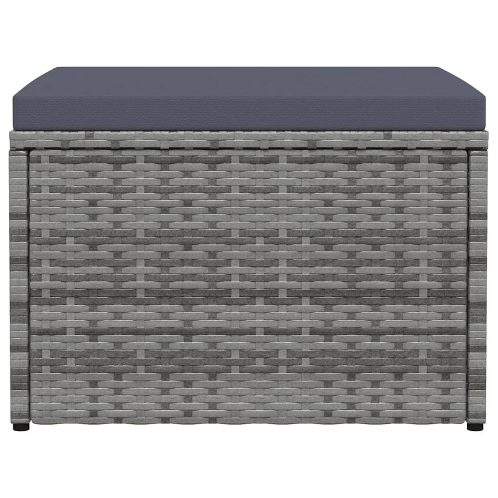 vidaXL Garden Footstool with Cushion Gray Poly Rattan. Picture 2